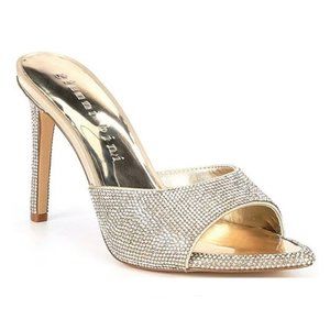 Gianni Bini gold rhinestone mules heels